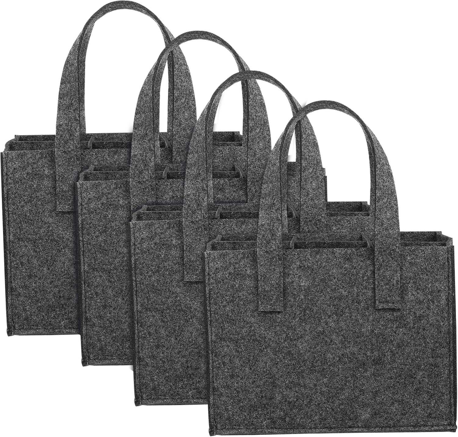 SHOWERORO Felt Wine Carrier Bottle Bag 24X16X16Cm Thick Felt Handbag with 6 Bottle Capacity Portable Wine Storage Tote for Travel Camping Picnic 4 Pack image number 2