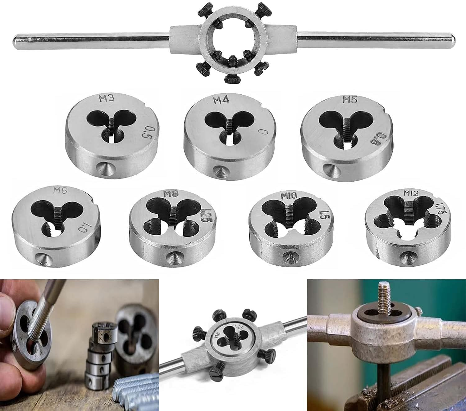 YUENTOEN 32Pcs Tap and Die Set, Metric Set Threading Tapping Cutting Tool with Accessories and Storage Case, Thread Repair Kits for Cutting External and Internal Threads image number 6