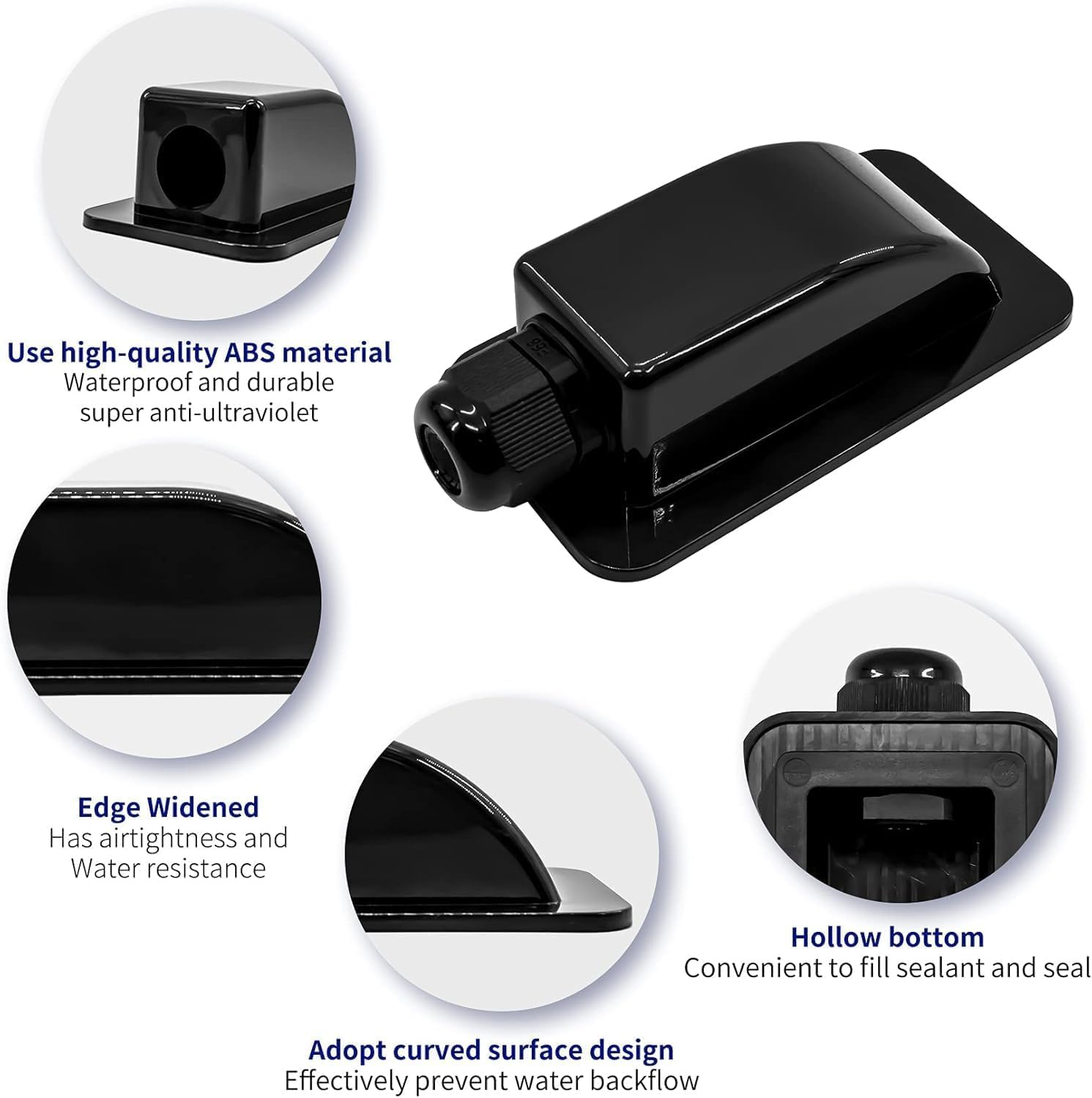 FARLINK Solar Cable Entry Gland Box, ABS Waterproof Single Cable Entry Plate for 3Mm to 12Mm Cables for RV Roof,Boat,Yacht(Black) image number 4