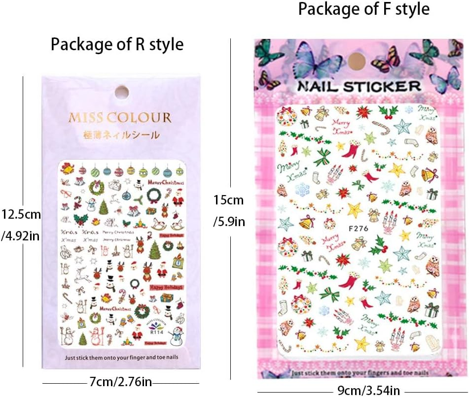 Kalolary Nail Stickers, Nail Art Stickers, Self-Adhesive Art Stickers, Manicure, Christmas Decoration Pack of 12 image number 4