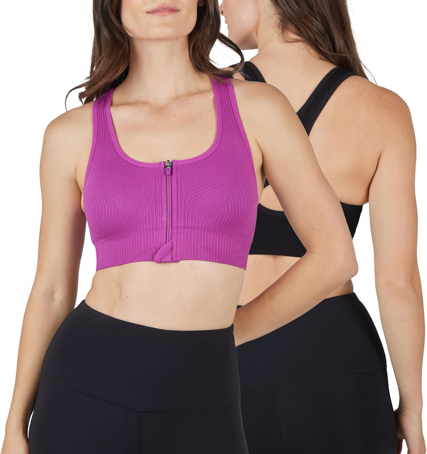 90 Degree by Reflex Women'S 2 Pack Maternity Nursing Bra with Front Zip Seamless Post Surgery Sports Bra