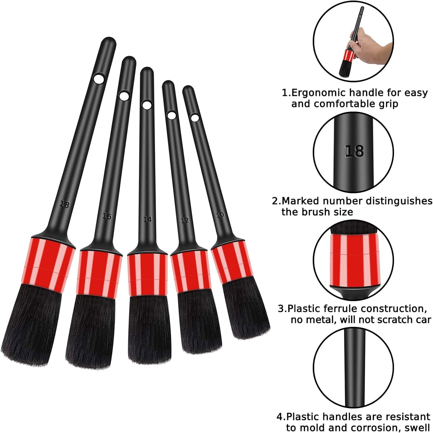 XUTONG 11PCS Car Detailing Brush Set, Interior Cleaning Kit for Panels, Dashboard, Air Vents, Leather, Computers image number 2