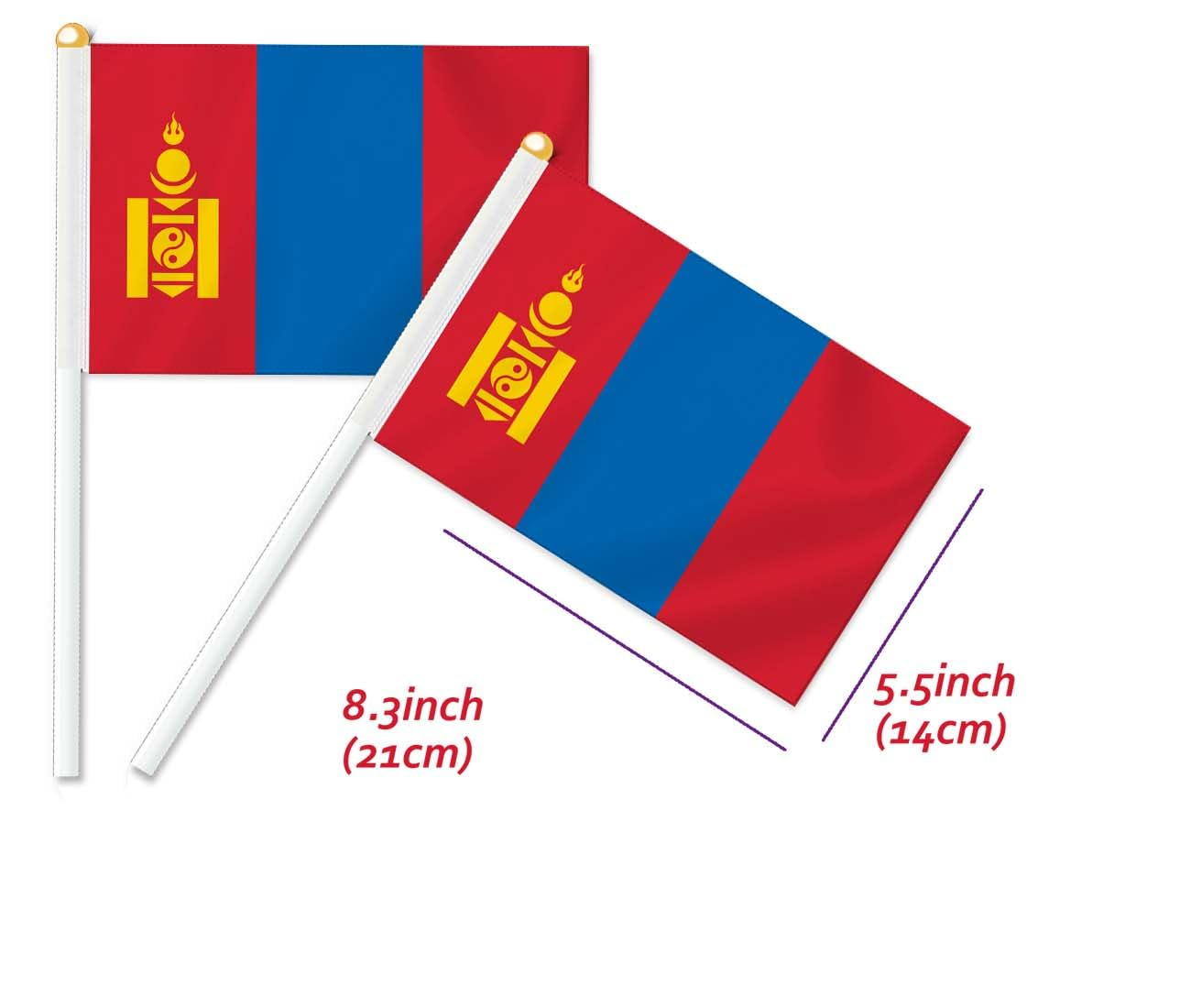 10 PCS Mongolia Handheld Small Flag, Mongolians Hand Held Mini Decor Decoration Banner image number 2