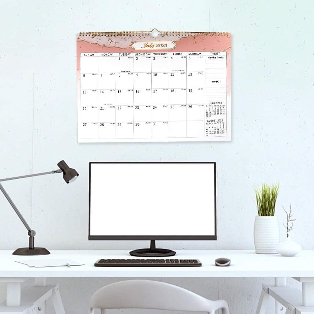 2025 Wall Calendar,January 2025-June 2026,18-Month Calendar 2025-2026 with Blank Blocks for Family Scheduling,Wall Mount,For Organizing at Home,School & Office,Standing Flip Calendar with Thick Paper image number 1