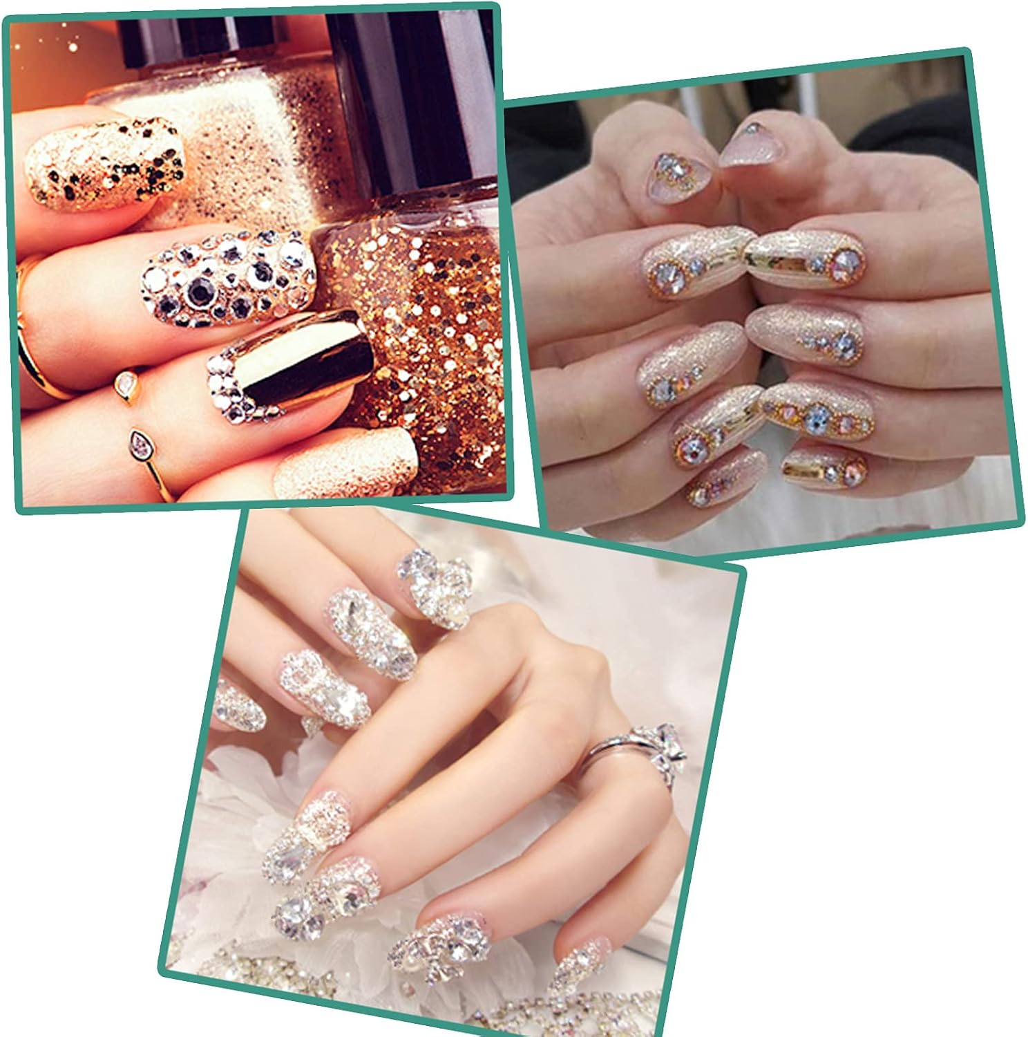 ANGNYA Nail Art Rhinestones Decorations Nail Stones for Nail Art Accessories and Clear Crystal Rhinestones with Pick up Tweezer and Rhinestone Picker Dotting Pen image number 5