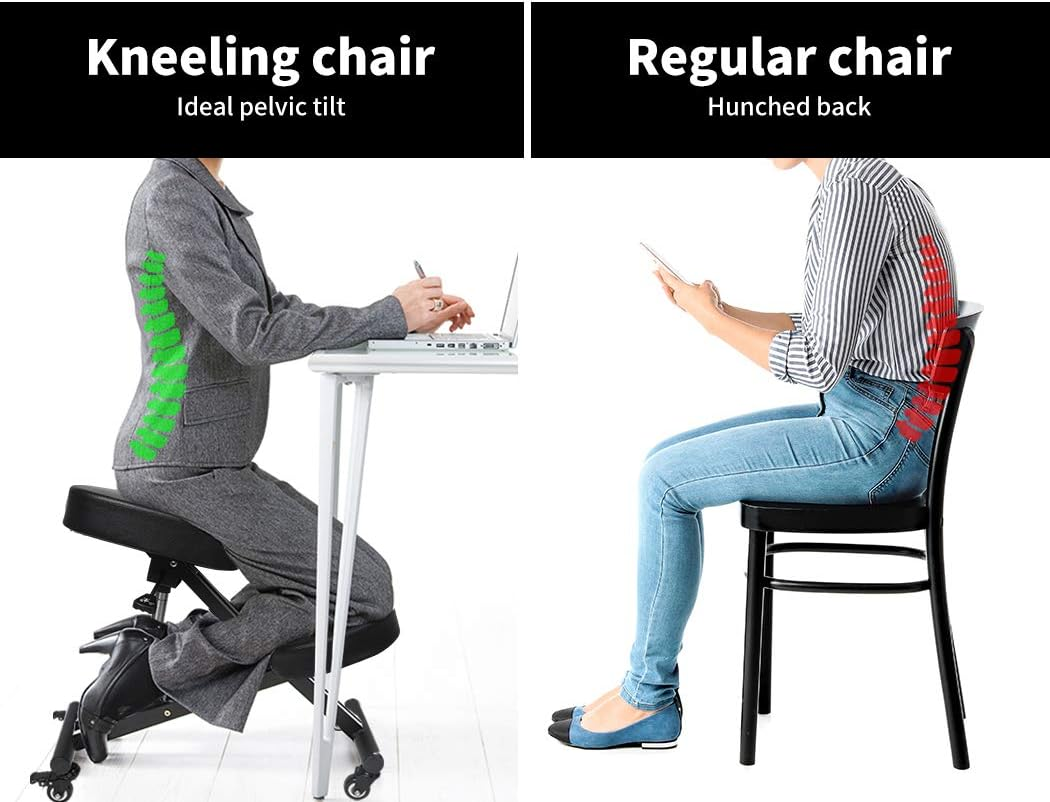 Levede Ergonomic Kneeling Chair, Adjustable Stool Home Office Chairs Work Computer Reading Chair Desk Chair Cross Legged Chair, Improve Your Posture with an Angled Seat - Thick Comfortable Cushions