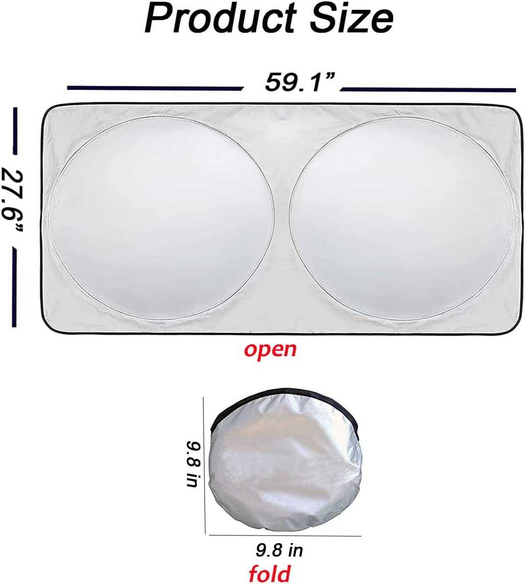Upgraded Foldable Car Sun Shade Covers,Collapsible Car Windshield Sun Shade Maximise UV Protection,Keep Vehicle Cooler(150Cm*70Cm)