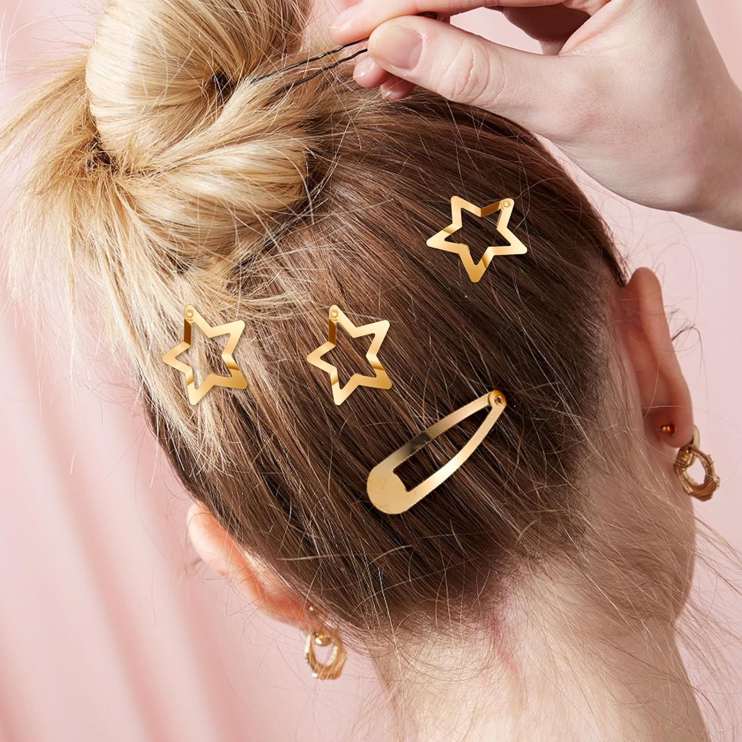 Pack of 30 Hair Clips Stars Gold Hair Clips Women Teardrop Hair Clip Pentagram Hair Clips Fashion Hair Accessories for Girls and Women (2 Styles) image number 4
