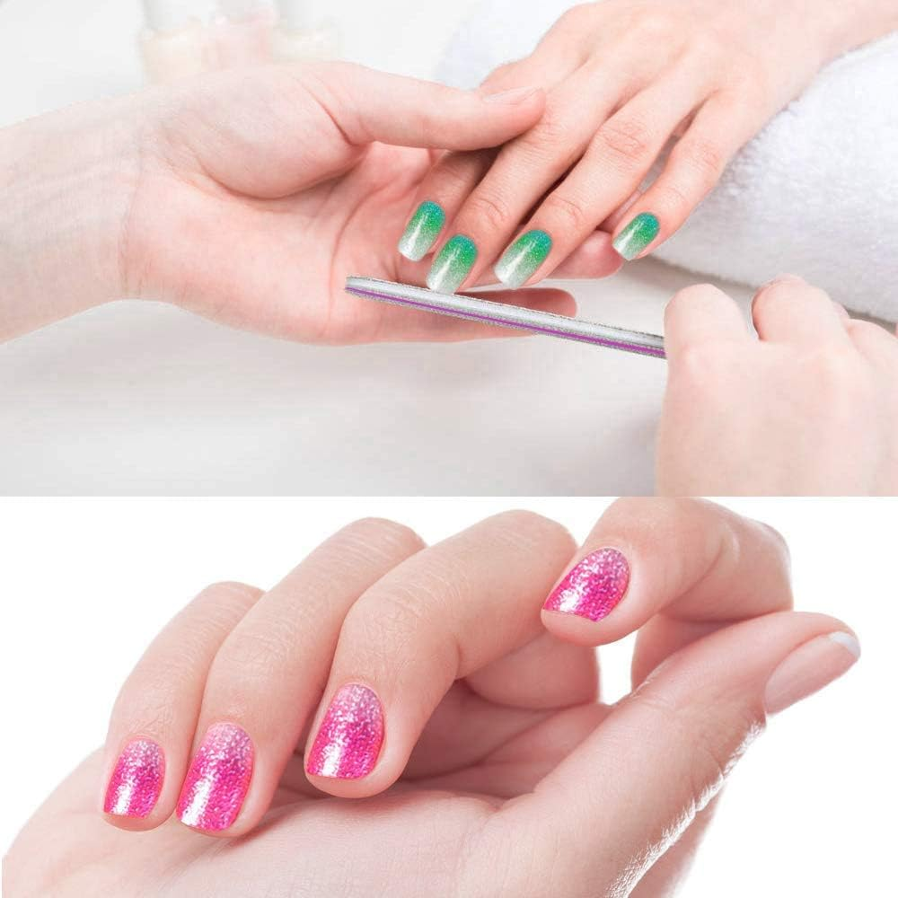 12 Sheets 96 Pieces Glitter Nail Stickers Self-Adhesive Nail Art Polish Decals Wraps Full Nail Shine Applique