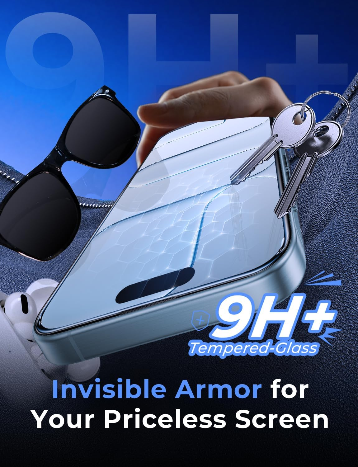 MAGIC JOHN 2 Pack for Iphone Air 6.5 Inch Tempered Glass Screen Protector, Auto Dust-Elimination, Easy Installation, Bubble Free, HD Clear image number 3