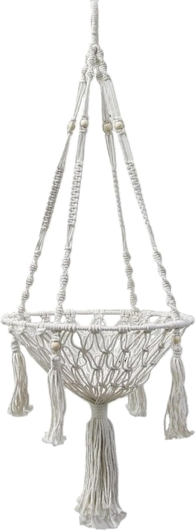 Macrame Cat Hammock - Macrame Cat Summer Bed - Cotton Rope Woven Net Decorative Basket for Cats and Puppies for Climbing Storage Bedside Desk Perch Windowside Outdoor