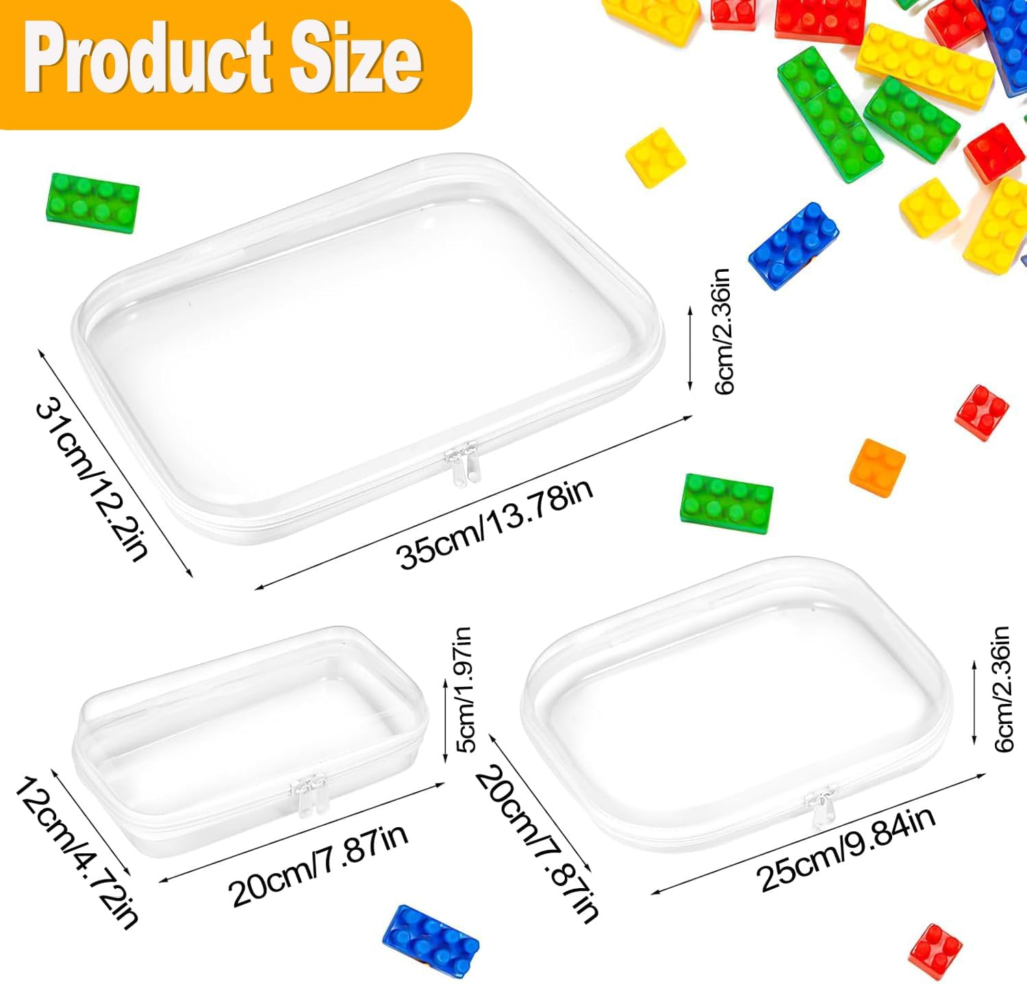 IONPSHG 3Pcs Clear Organizer Bags Waterproof Toiletry Bag Portable Zippered Cases for Snacks Double Zippered Hard Pouch Clear Zipper Pencil Case Medical Grade Plastic Zipper Pouches Travel Case image number 5