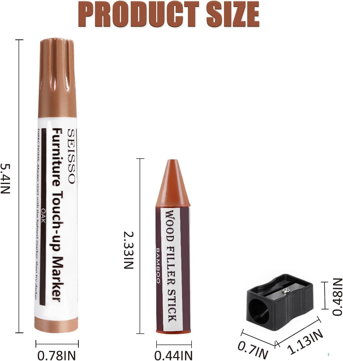 SEISSO 18 Colors Wood Filler Sticks ＆ Wood Markers Furniture Repair Kit - Set of 39 - Wood Floor Scratch Repair, Furniture Markers Touch up Restore Wood Floors, Tables, Holes, Laminate, Carpenters