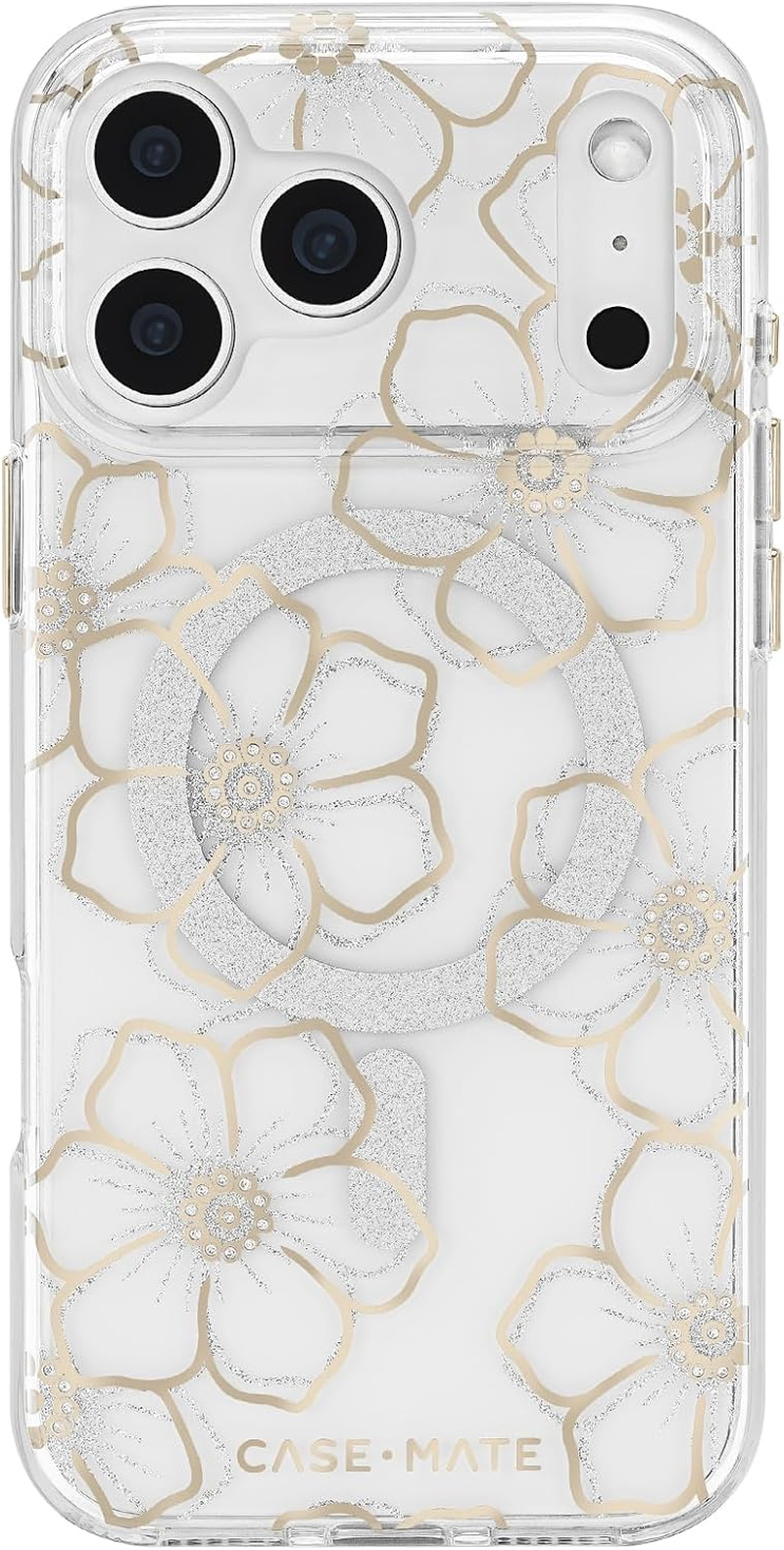 Case-Mate Iphone 17 Pro Max Case [Compatible with Magsafe] - Sparkly Floral Phone Case with 12Ft Drop Protection - Premium Magnetic Cover for Iphone 17 Pro Max - Floral Gems