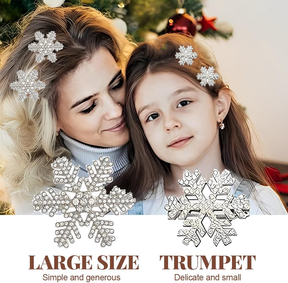QOWIJEX Pack of 2 Snowflake Hair Clips, Shiny Rhinestone Alloy Snowflake Hair Clips, Snowflakes Crystal Hair Pins, Headpiece for Women, Girls, Wedding, Christmas image number 3
