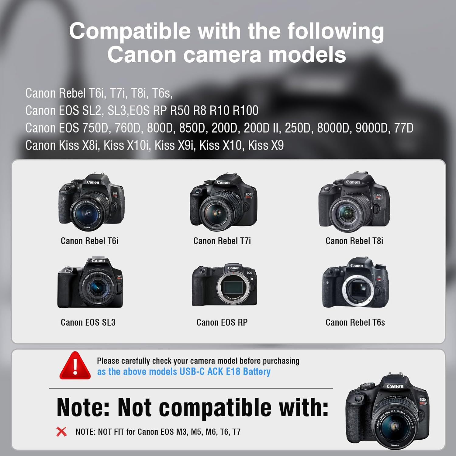 F1TP USB C Power Supply Adapter Dummy Battery Cioled Cable（Replace Battery） for Canon Cameras (Type C LP-E17 DR-E18 Dummy Battery) image number 6