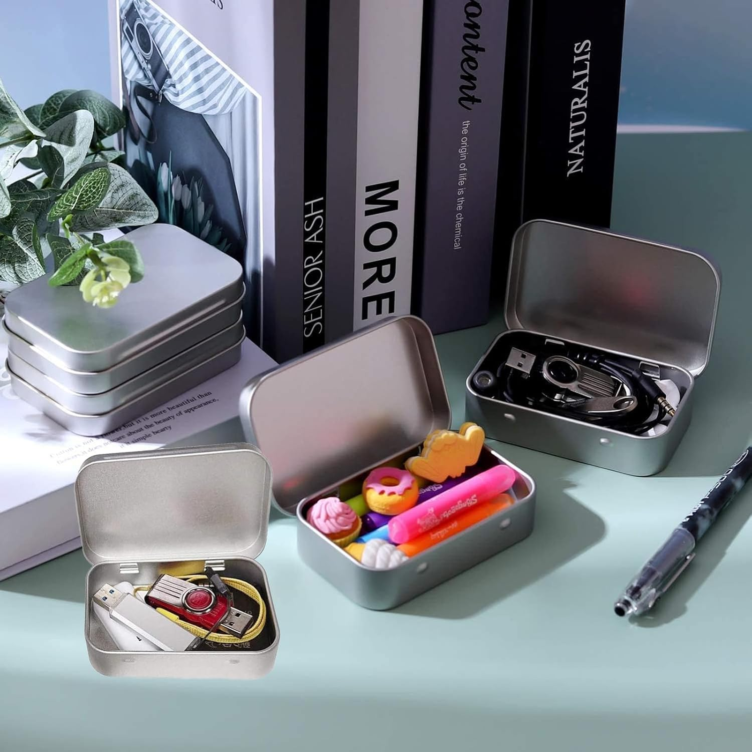 YUGUOLAN Pack of 2 Tin Cans with Lid, Metal Box, Metal Tins with Lid, Tin Cans with Lid, for DIY Use Home Organiser