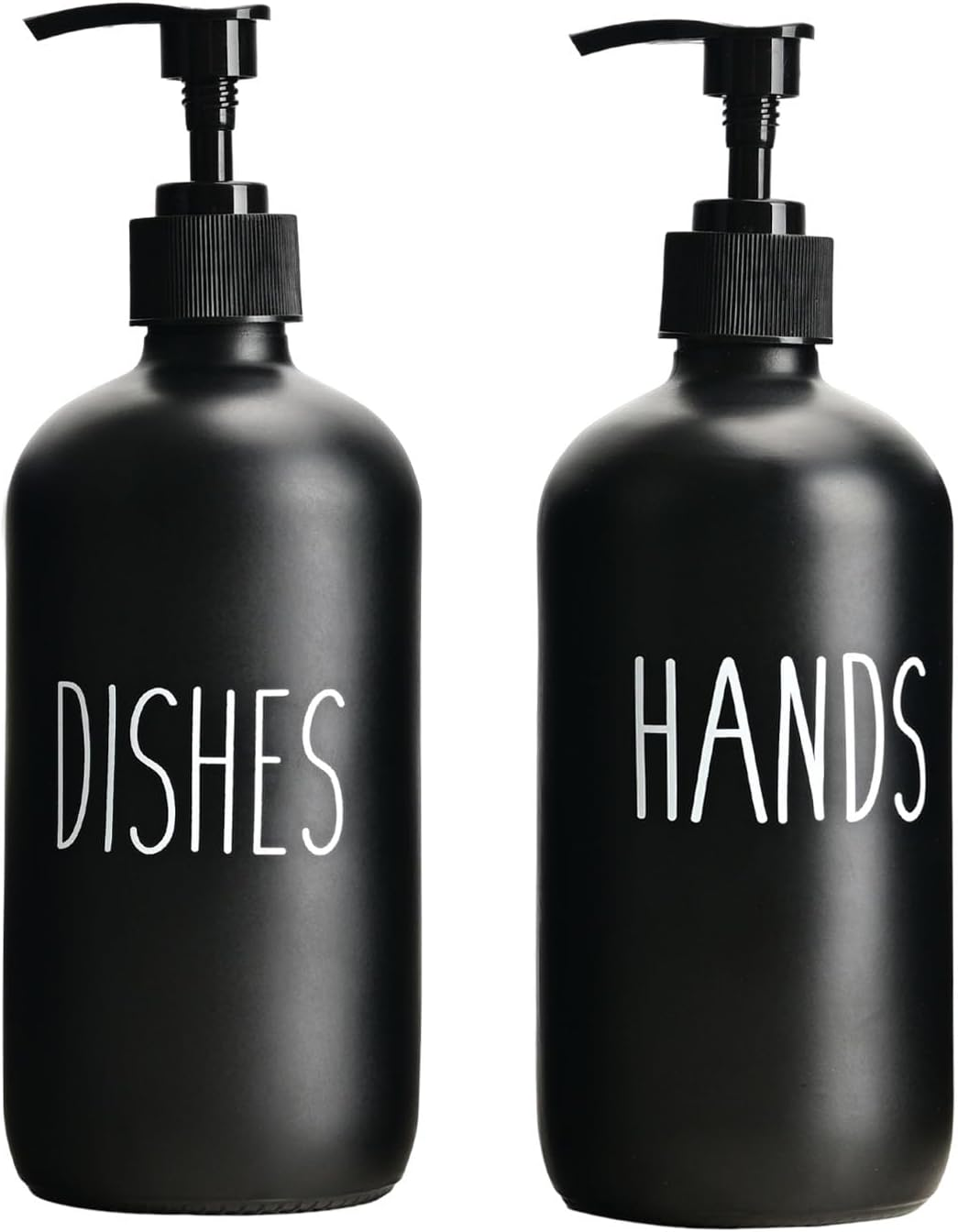 Glass Hand Soap Dispenser 500Ml Large Pump Bottle Refillable Liquid Dispenser for Bathroom Kitchen Cute Modern Farmhouse Style Home Decor (Clear Hands)