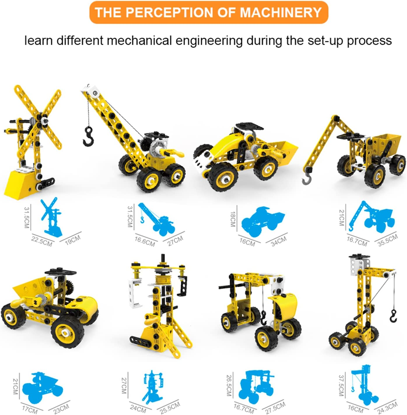 Techshining 8 in 1 Toy Trucks for Kids Take Apart Toys Construction Vehicles STEM Educational Toys Building Blocks for Boys and Girls Christmas Birthday Gift image number 6