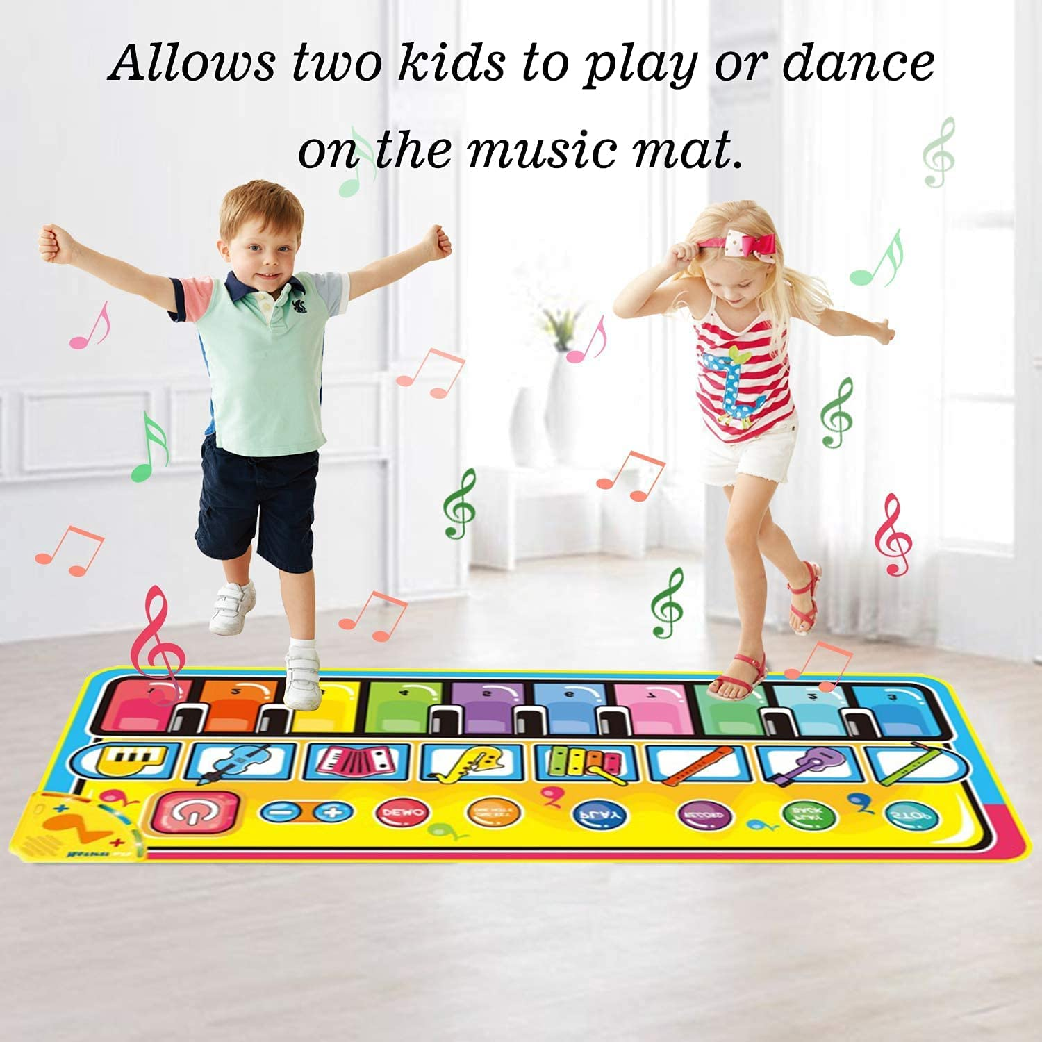 Kids Musical Piano Mats, Musical Toys Baby Floor Piano Keyboard Big Mat Carpet Blanket Touch Playmat Early Education Toys for 1 2 3 4 5 6+ Year Girls Boys Toddlers (140 X 60Cm) image number 3