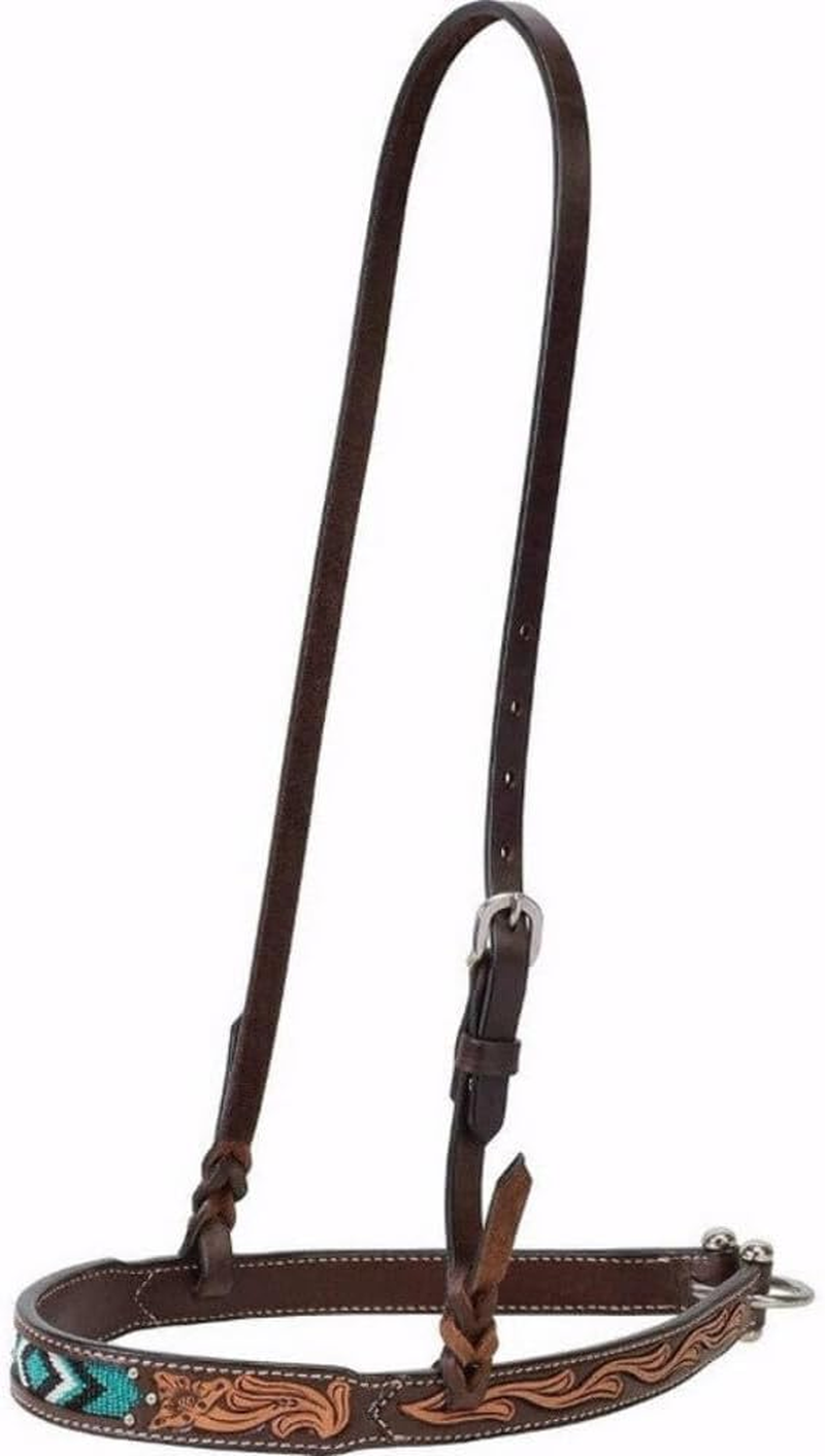 Weaver Leather Turquoise Diamond Beaded Horse Headstall, Leather Headstalls for Horses for Trail Riding, Durable Equine Supplies, Dark Oil image number 4