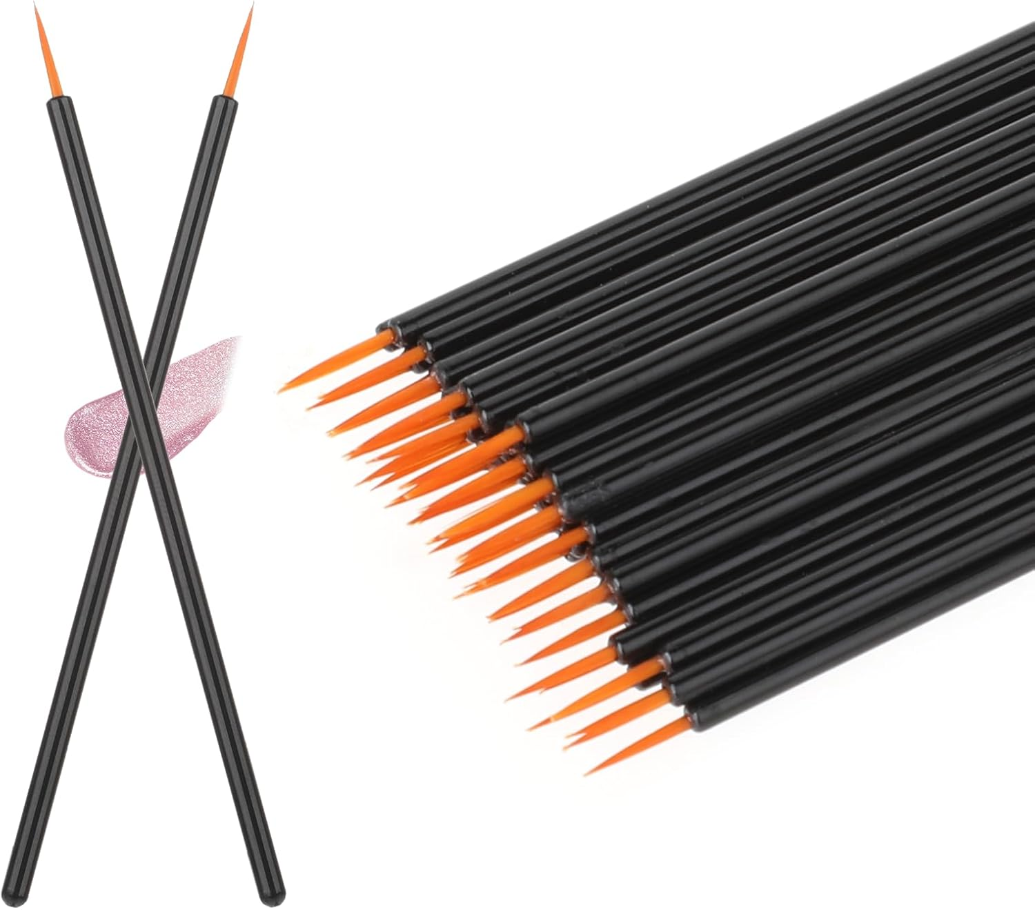 100 Pack Disposable Eyeliner Brushs, Fine Point Applicator Makeup Eyeliner Wands Eyelash Applicator Cosmetic Eye Wands Makeup Brushes Tools(Black) image number 2