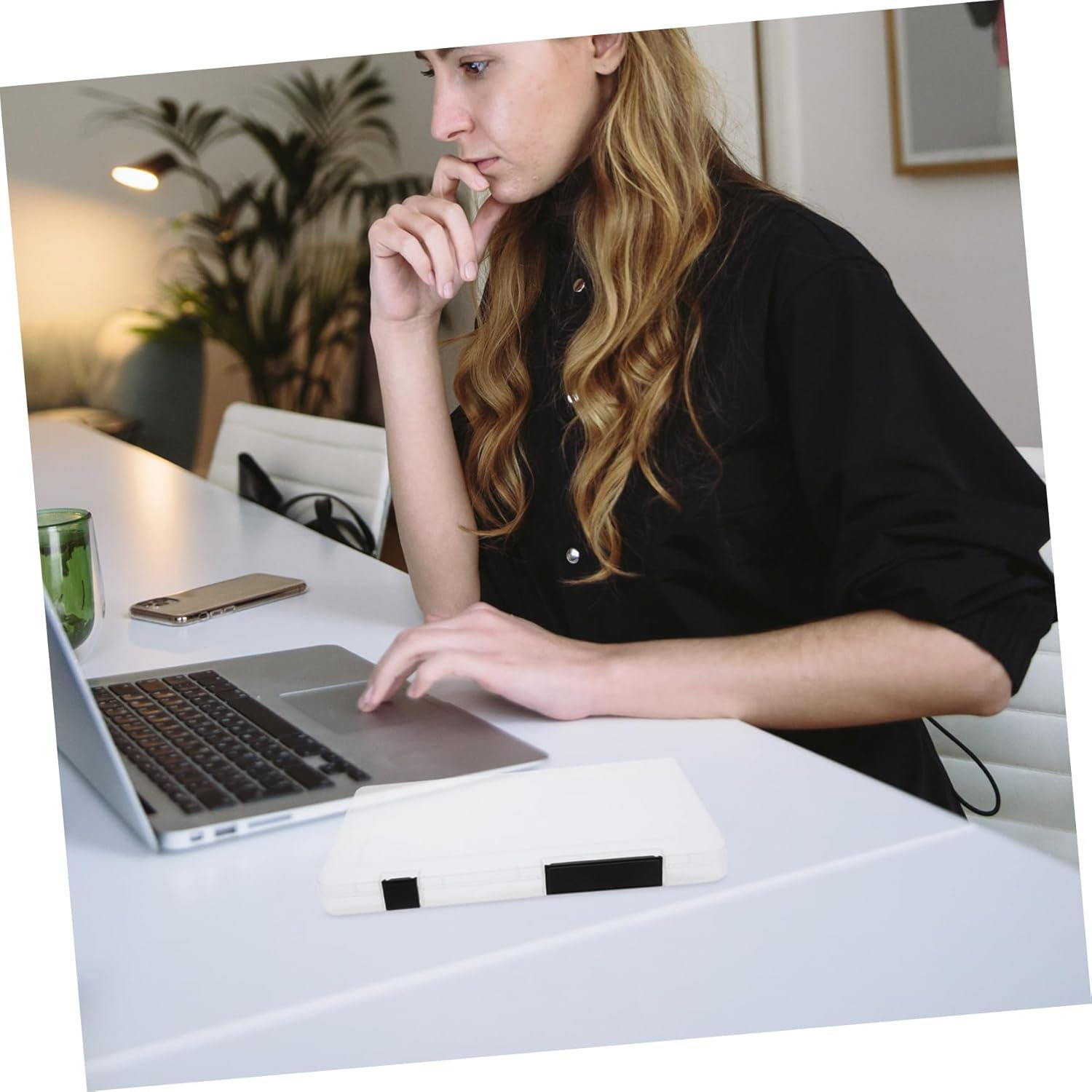 CAXUSD A5 Plastic Document Storage Box Lid, Desk Organiser for Office and Home, Black Slim File Holder for Scrapbook Paper and Magazine Storage image number 4