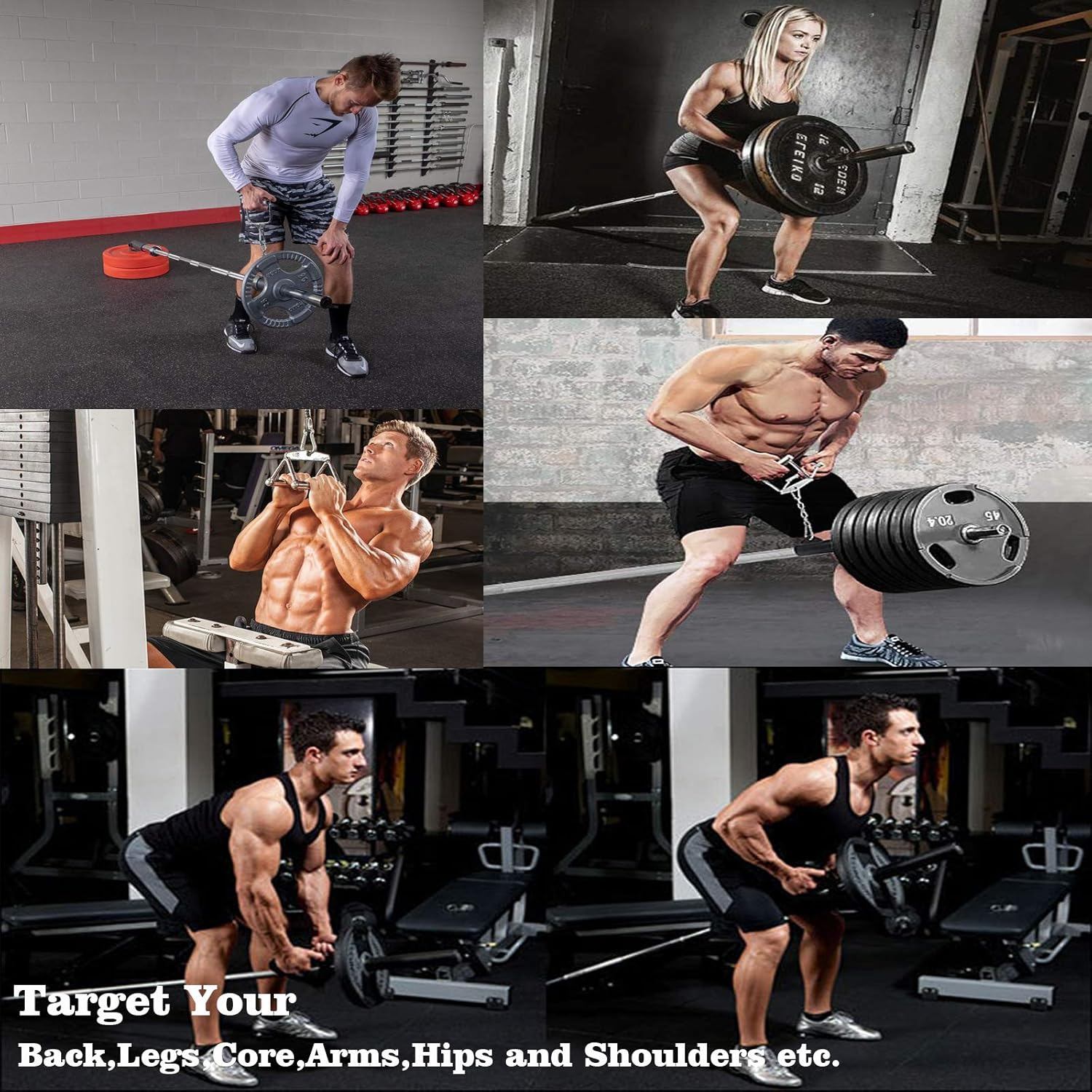 Favuit T-Bar Row Platform 27" Tricep Rope Pull Down-Landmine Eyelet Attachment with Chain Fits 2" Olympic Bar Heavy Duty Coated Nylon Rope with Solid Rubber Ends for Home Gym