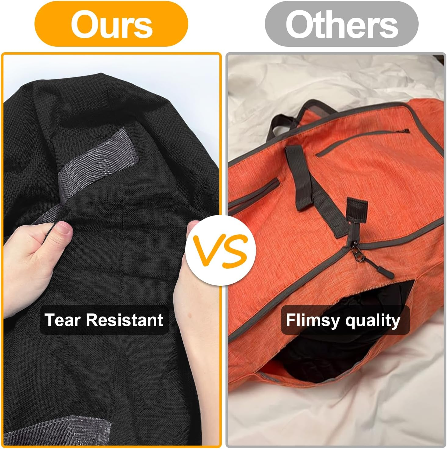 Travel Bag for Men, Foldable Travel Bag with Shoe Compartment, Black image number 6