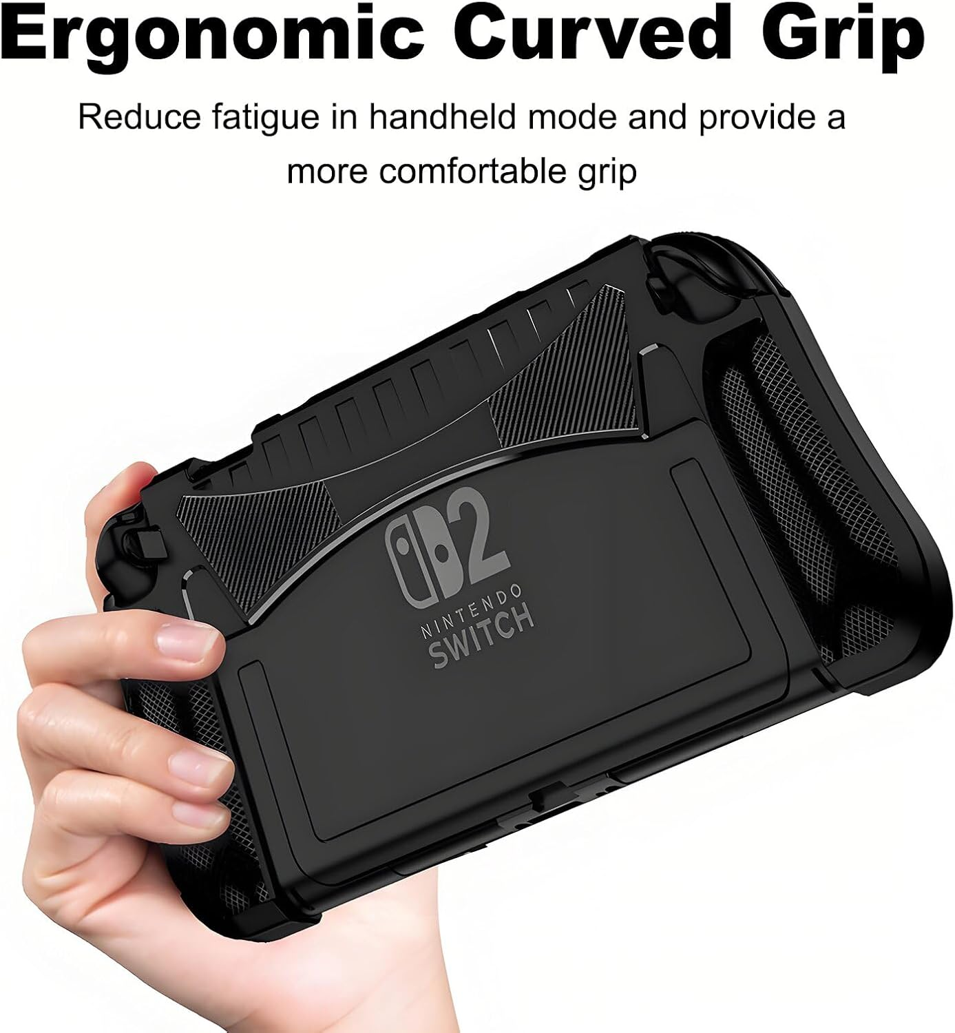 Crspexil Dockable Case for Nintendo Switch 2 - TPU Grip Protective Cover for Switch New Gen 2025 Console & Joy-Con Controller Accessories,Anti Fall TPU Protective Cover Accessories(Black) - White image number 4