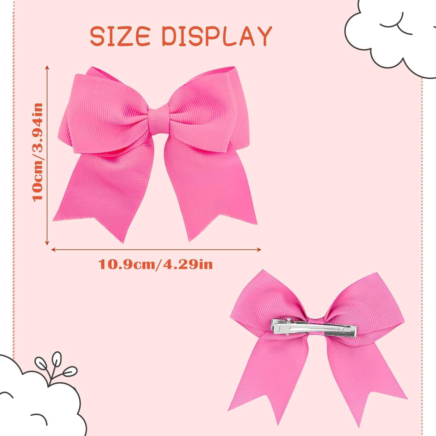 Set of 2 Satin Hair Clips with Big Bows for Girls Dark Pink image number 5