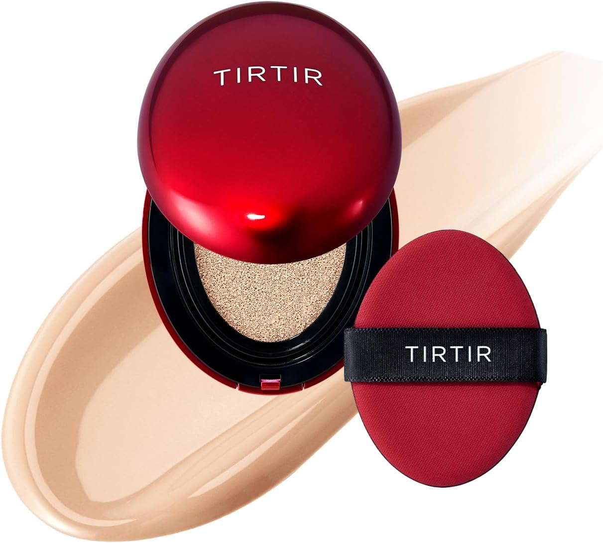 TIRTIR Mask Fit Red Cushion Foundation | Long-Lasting, Lightweight, Buildable Coverage, Semi-Matte Finish, Korean Cushion Foundation (#21C Cool Ivory, 0.15 Fl Oz) image number 1