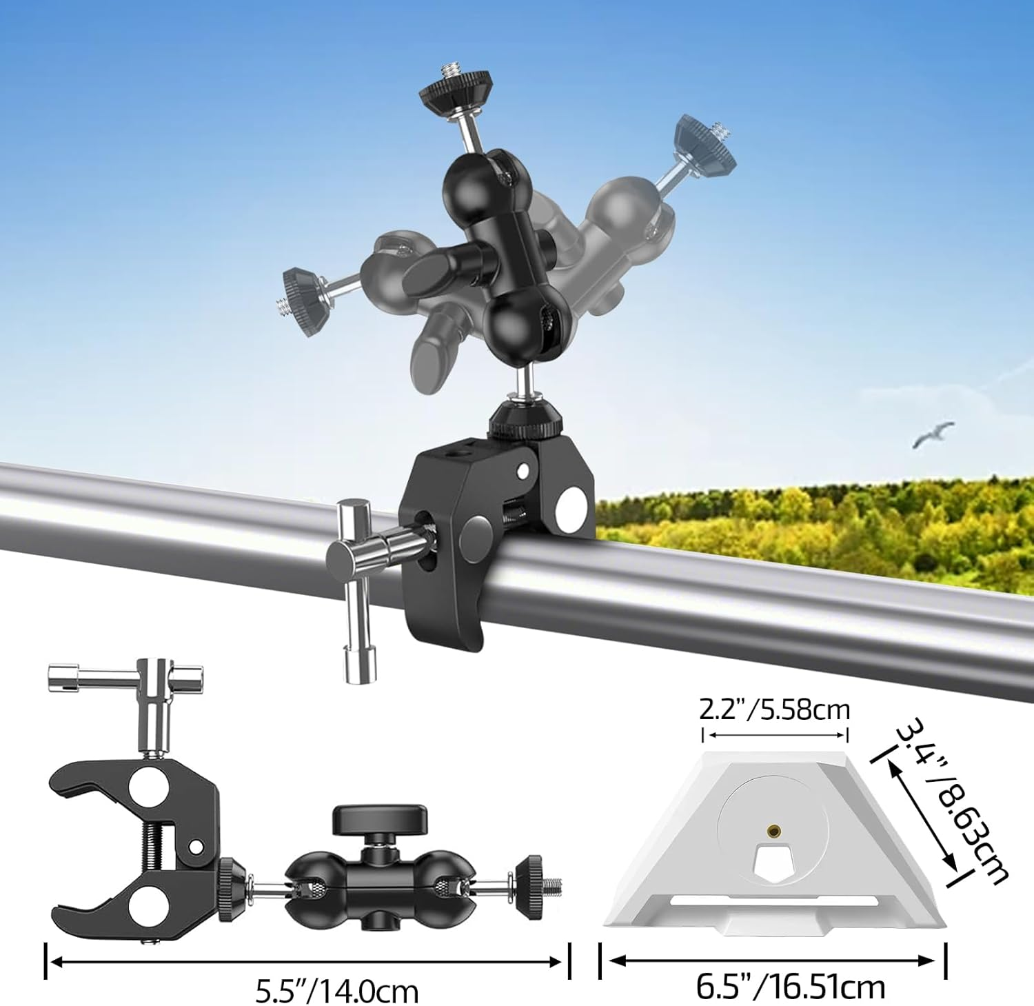 Daboot Starlink Mini Mount - 360&deg; Adjustable RV Ladder Clamp Mount for Starlink Mini Accessories Fits 1.5&ndash;5.3CM Pipes, Ideal for Roof Racks, Boats, Vans, Campers, and Outdoor Use