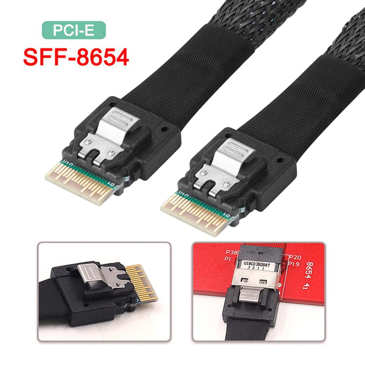 NFHK PCI-E Slimline SAS 4.0 SFF-8654 4I 38Pin Host to SFF-8654 Slim SAS Target Cable 40Cm image number 5