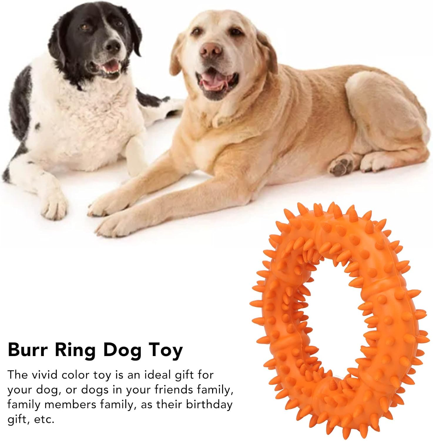 JOROBURO Dog Chew Toy, Thorn Design Rubber Lightweight Throwing Catching Flying Burr Ring Dog Toy, Durable Indestructible Dog Thorn Toy for Pet Stress Relief Teeth Grinding Training