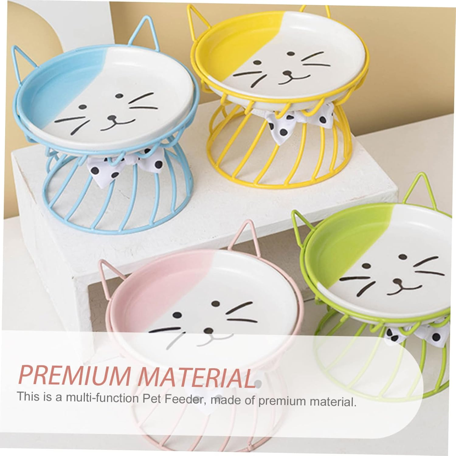 WOONEKY Ceramic Cat Bowl - Whisker Relief Food and Water Dish, Flat Plate for Cats and Dogs, Reusable Feeding Plate image number 4