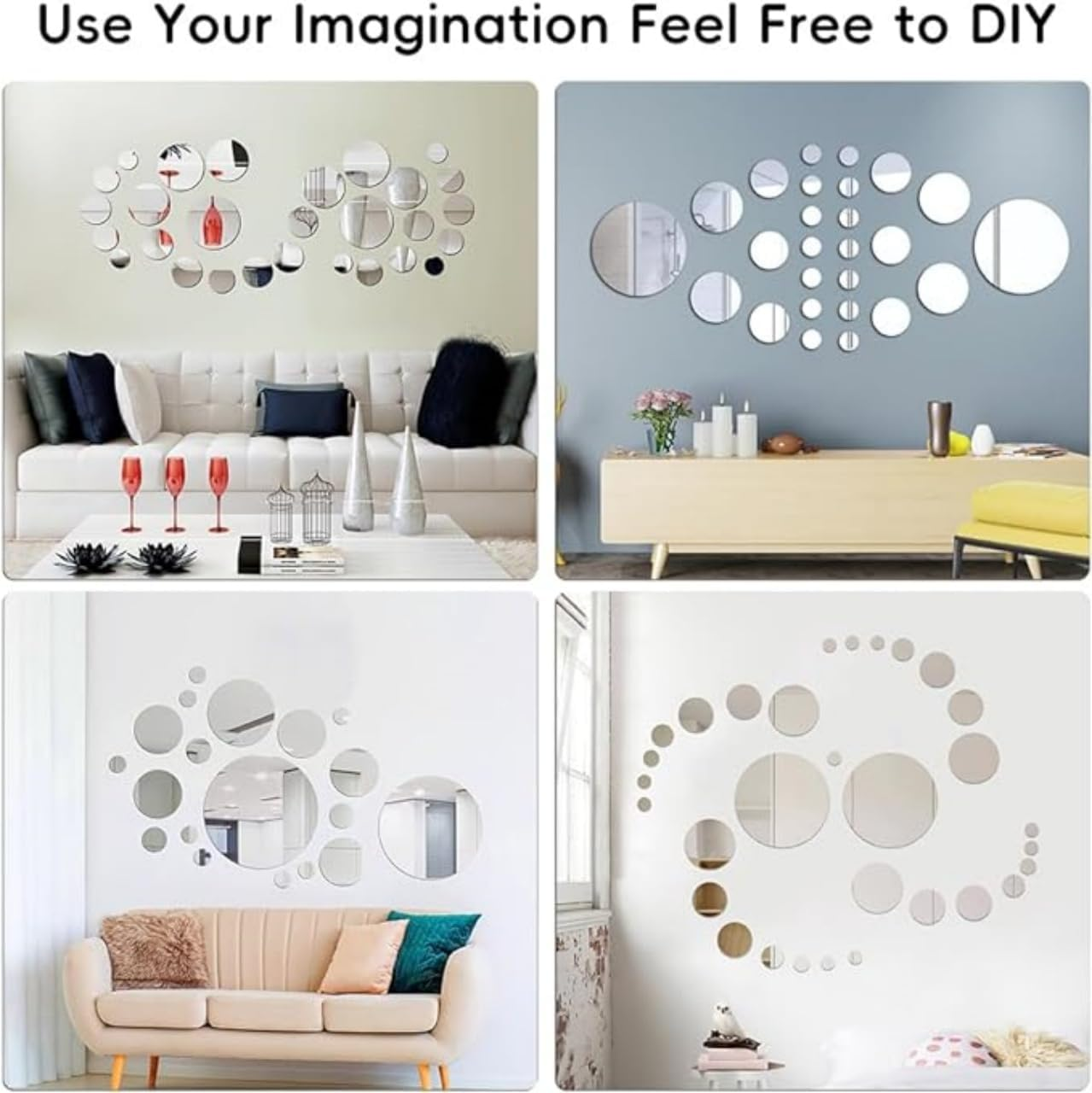 26 Pcs Acrylic Mirror Wall Stickers, Removable Wall Decal Mirror Set, Bathroom Wall Sticker Art, for DIY Circle Ceiling Mirrors for Bedroom, Home, Living Room, Sofa TV Background Decor image number 6