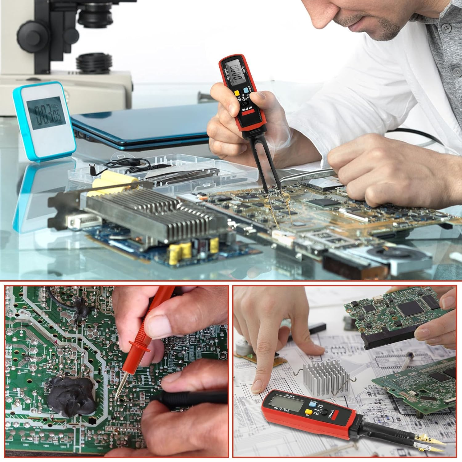 Draw Fuse Tester Multifunctional Fuse Monitor Battery Powered Circuit Tester Reusable Automotive Car Circuit Testing Tools for Car Boat Caravan(Red and Gray) image number 5