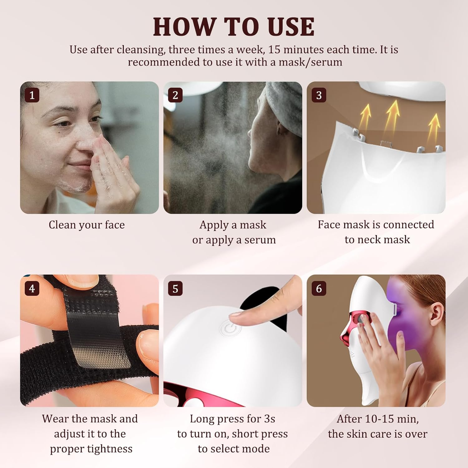 LIARTY Facial LED Mask 7 Colors LED Photon Therapy Mask, LED Face Mask Red Light Therapy Facial Device for Skin Rejuvenation image number 2