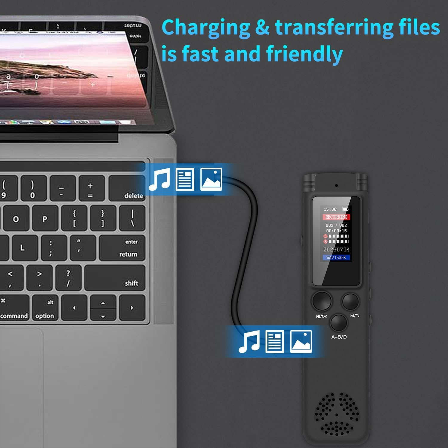 64GB Digital Voice Recorder Voice Activated Recorder for Lectures Meetings, Audio Recorders with Playback, Password, Variable Speed, Tape Recorders USB Charge, MP3 (With Play) image number 4