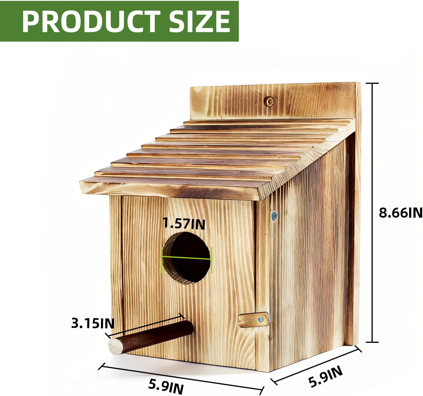 Bird House for outside with Predator Guard, Wood Bird Houses for outside with Pole Wooden Bird House for Bluebird Cardinals Hanging Birdhouse Clearance Garden Country Cottages (Brown) image number 4