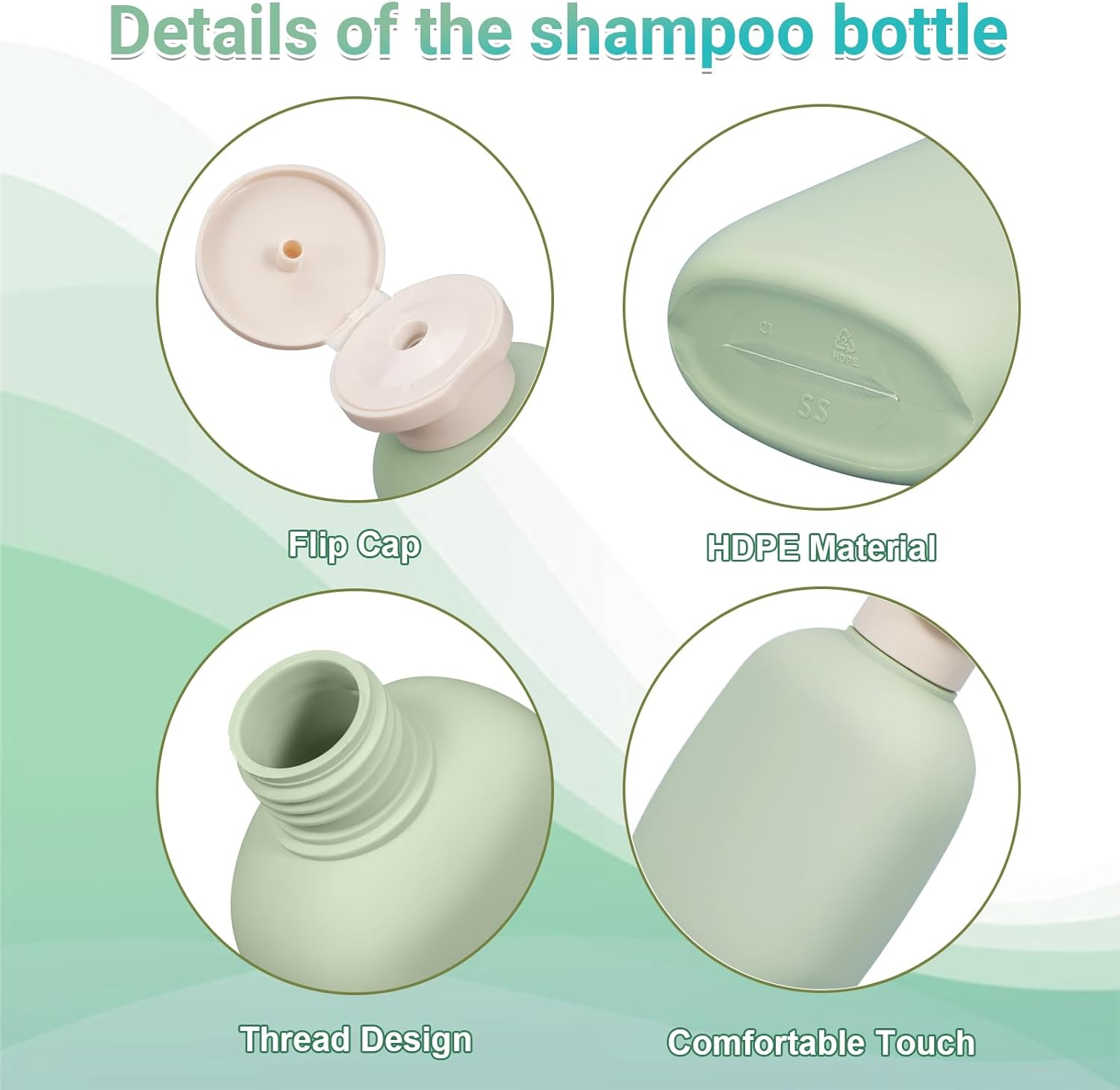 UMETASS 3.4 Oz Small Plastic Travel Shampoo Bottles, Empty Plastic Squeeze Bottles with Flip Cap for Toiletries, Leakage-Proof Travel Shampoo and Conditioner Bottles image number 1