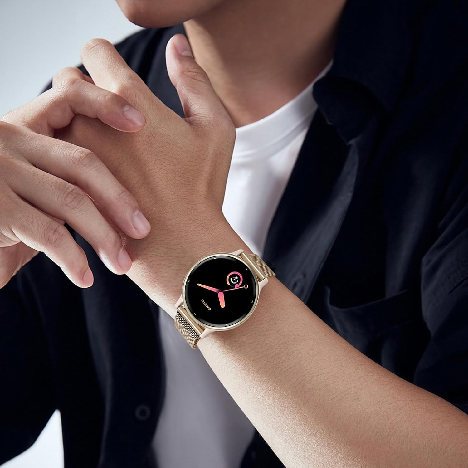 Everact 20Mm Metal Magnetic Compatible with Garmin Vivoactive 5 Watch Band/Vivoactive 6/3/3 Music, Quick Release Stainless Steel Mesh Strap for Venu Sq 2 & Forerunner 55/165/245/645/570-42Mm - Black image number 7