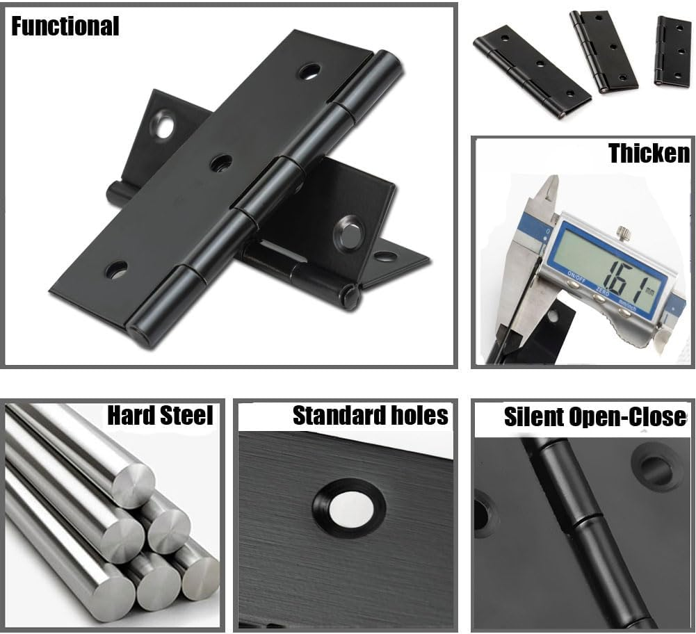 3PCS Stainless Steel Cabinet Door Hinge Repair Plate Furniture Cabinet Door Hinge Fixed Installation Hinge Hole Repair Artifact with Screws (Door Hinges(Black)) image number 5