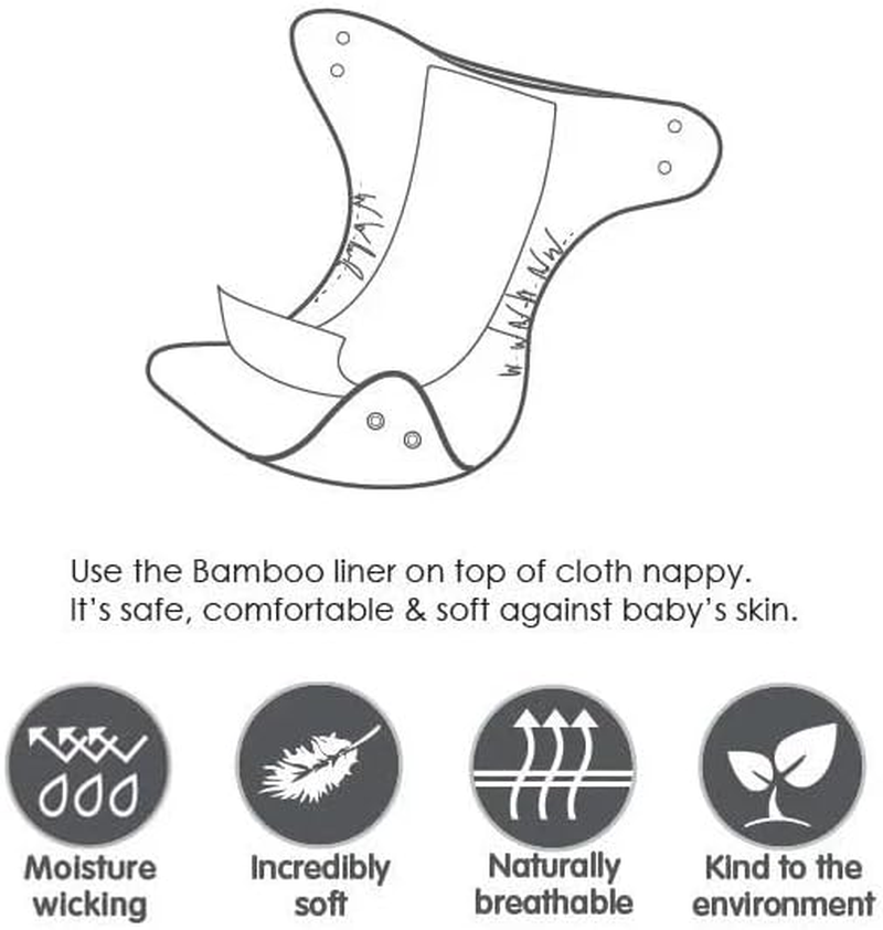 Bubba Blue Bamboo Nappy Liners 100Pk White D18/O18 image number 2