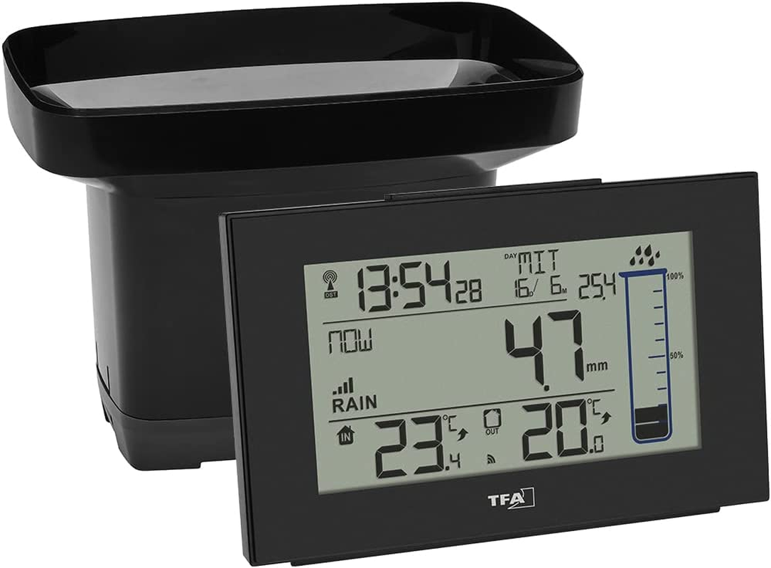 TFA Dostmann Splash 47.3006.01 Digital Wireless Rain Gauge for Garden Rain Gauge Wireless with Self-Draining Black image number 4