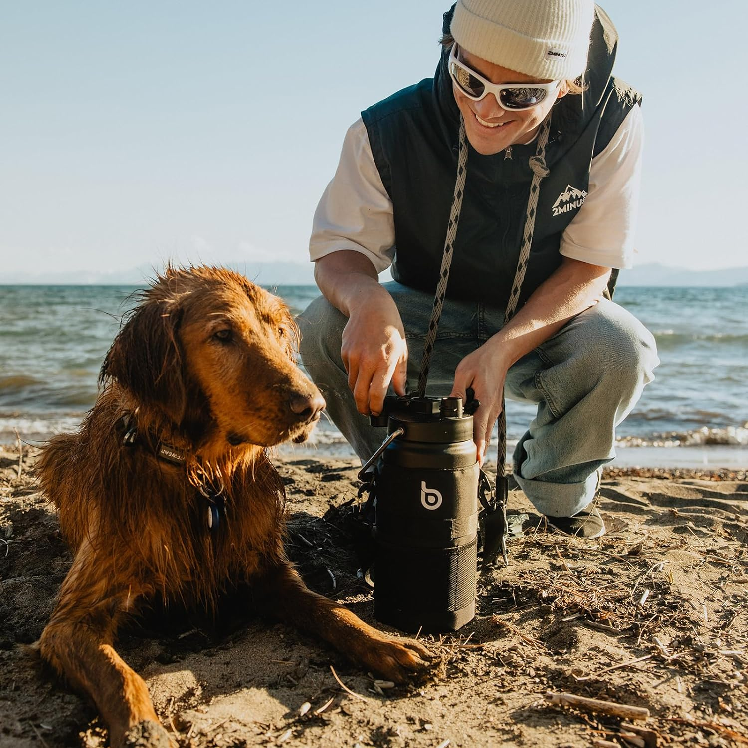 Bottle Bottle 2Litre Insulated Large Water Bottle with Straw and Dual-Use Lid Half Gallon Double Wall Vacuum Water Jug Stainless Steel Big Water Bottle for Workout and Sports （Black） image number 6