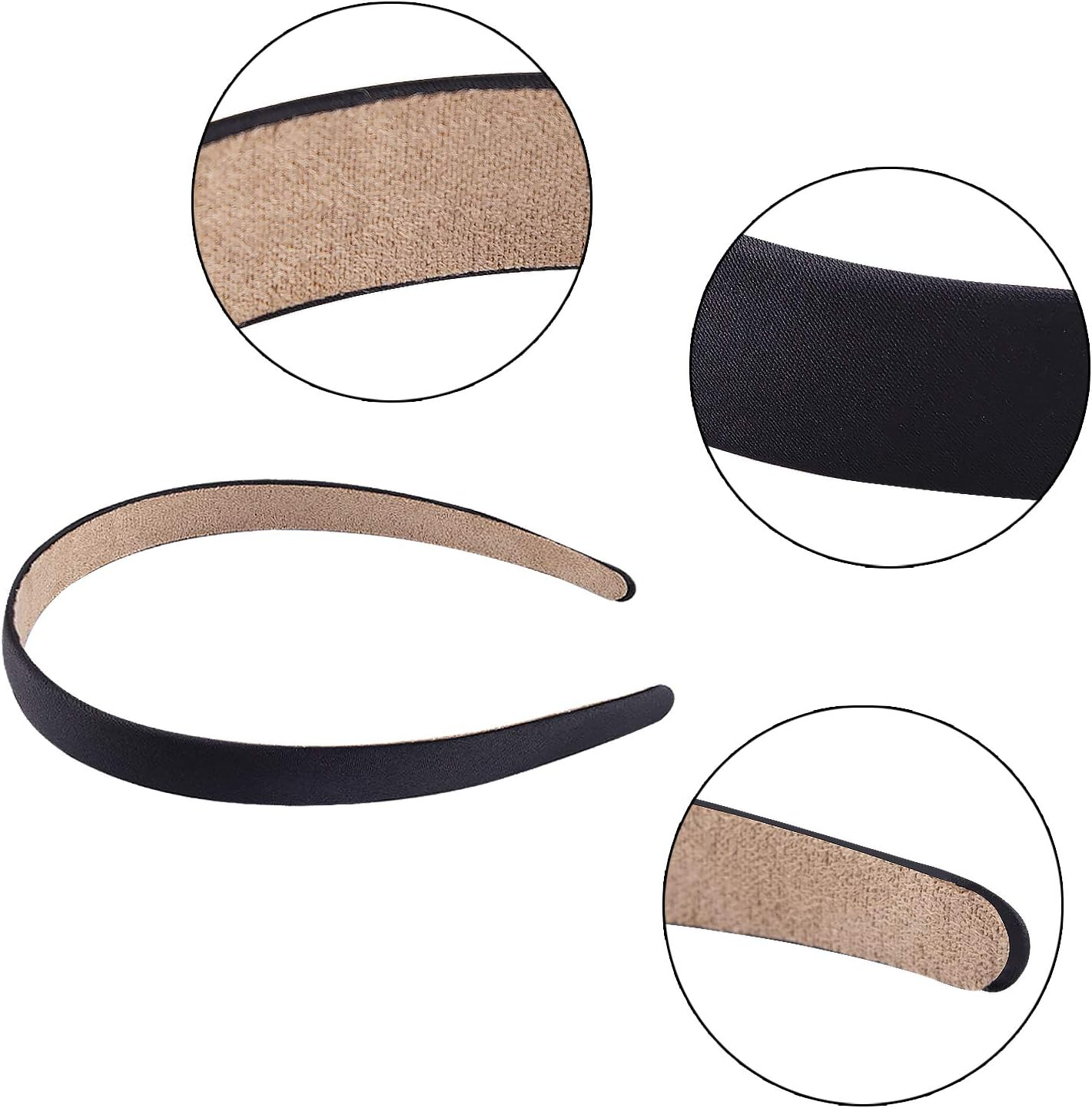 Duufin 22 Pieces Satin Headbands 2Cm Plain Black Headband Non-Slip Hair Headband DIY Headbands for Women and Girls - Multicolored image number 4