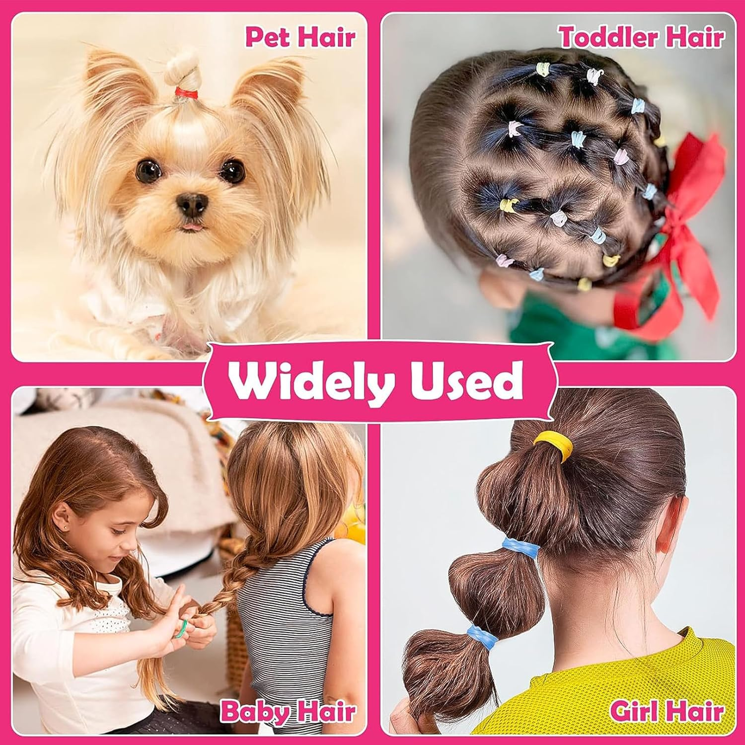 UKKQES Elastic Hair Bands 24 Colors, 2000 Pieces Mini Hair Elastic Bands with Storage Box, Soft Little Girls Hair Bands, Colorful Baby Elastic Band Set with Styling Tool, Rat Tail Comb for Kids image number 1