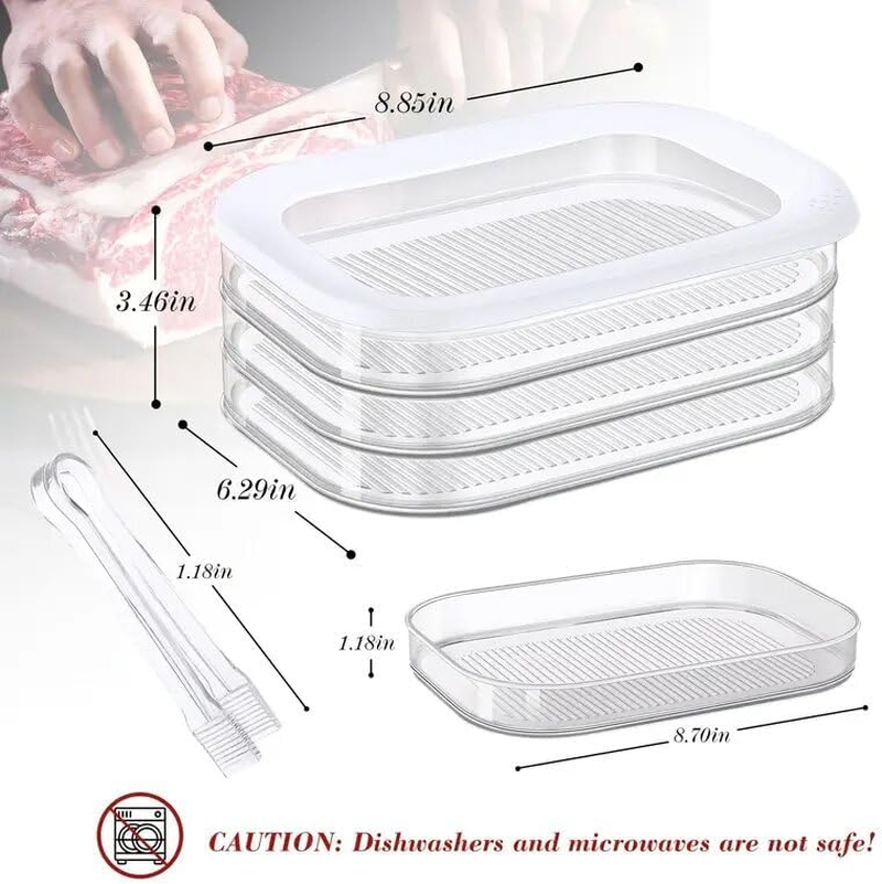 3-Pack Stackable Deli Meat Containers for Fridge - BPA Free Bacon Keeper & Cold Cuts Organiser, 18.6Oz Clear Food Storage Boxes - Keep Salami Fresh Longer! (Family Kitchen Essential) image number 4